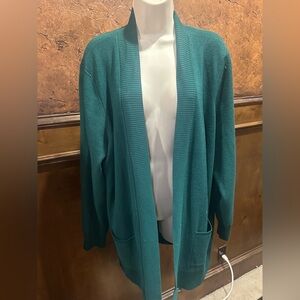 NWOT O/S Cable & Gauge Deep Teal Open Cardigan